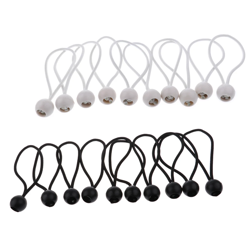 20pcs 162mm/6.3" Heavy Duty Ball Bungee Cords Elastic Tie Ropes for Securing Canopy Tent Tarp