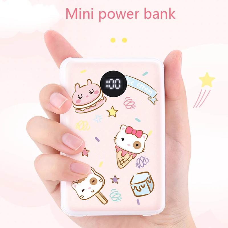 10000 mAh мини банк питания милый светодиодный цифровой дисплей Портативный зарядный внешний аккумулятор для Xiaomi Iphone