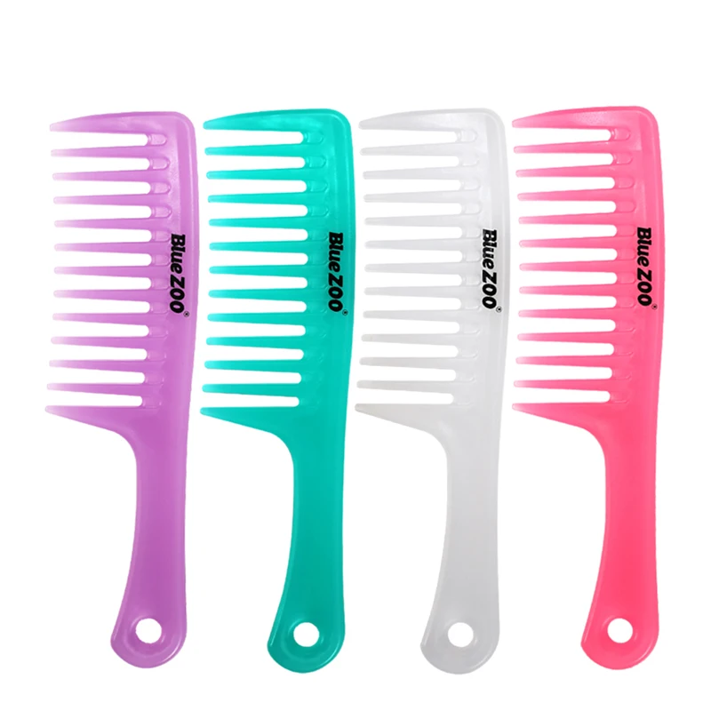 

BlueZOO 4 color candy color straight handle large size wide tooth comb hair special comb heat-resistant anti-static hair comb