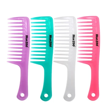 

BlueZOO 4 color candy color straight handle large size wide tooth comb hair special comb heat-resistant anti-static hair comb