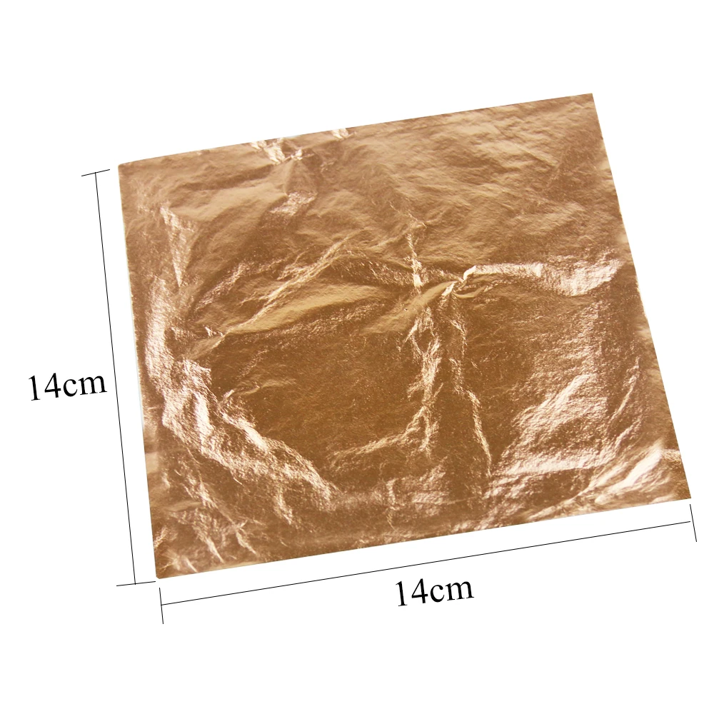14X14cm 1000 шт 14X14 см и 16X16 см Имитация листового золота листы, позолота клей, лист красной чистой меди листы, материалы для украшения - Цвет: 14X14cm