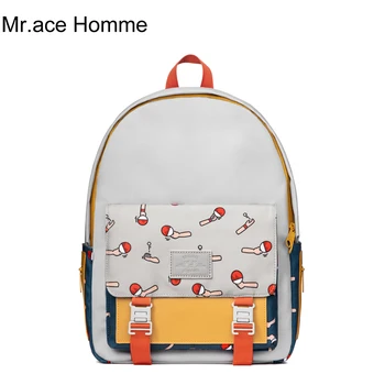 

MAH gray and yellow Waterproof Backpack Women Laptop school Backpack Men pingpong College Bags For Girl School Bag for teenagers