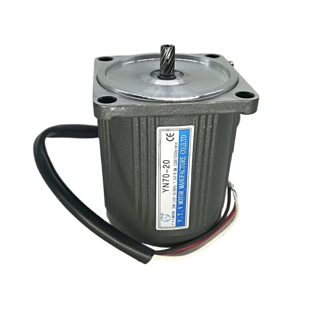 Gear Motor 110VAC 60HZ YN70-20 20 Watt 1250rpm 70*70mm Frame size Ten Teeth  Without Gear Head hycnc 70mm