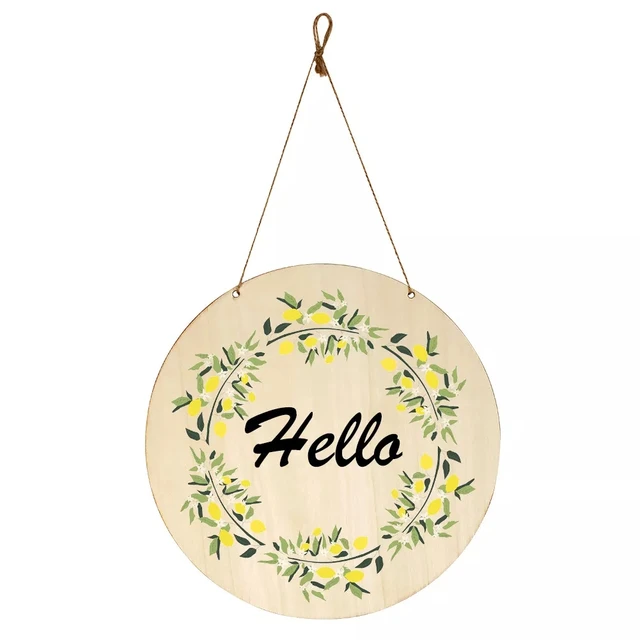 2021 Wooden Welcome Sign House Number European Retro Pendant Easily Round Door Hanging Double-sided Garden Plaque Home Art Decor Wooden Welcome Sign