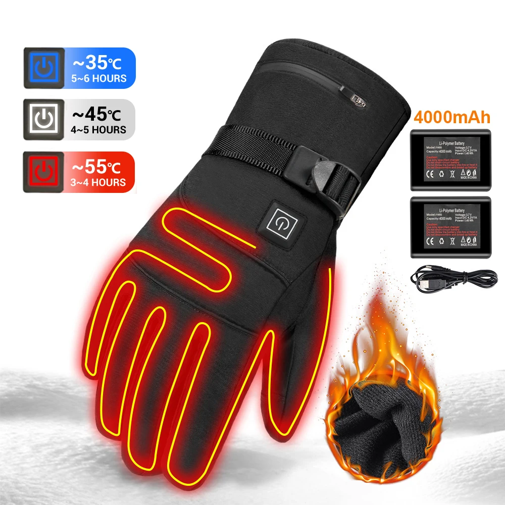 Heated Gloves With Battery Powered Cycling Touchscreen Usb Thermal