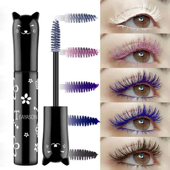 

6 Color Mascara Waterproof Colorful Eyelashes Curling Lengthening Green Purple Makeup Ink Eye Lashes White Blue Mascara Red F5N3