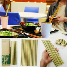 Горячая 12 шт натуральная бамбуковая Питьевая соломинки многократного использования для вечерние ужин с соломенной щеткой NDS