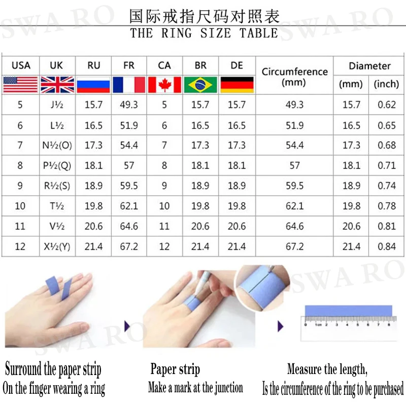 Swa, Модное Новое кольцо NORTH, узор, розовое золото, Круглый, изысканный кристалл, Женский романтический подарок, обручальное кольцо