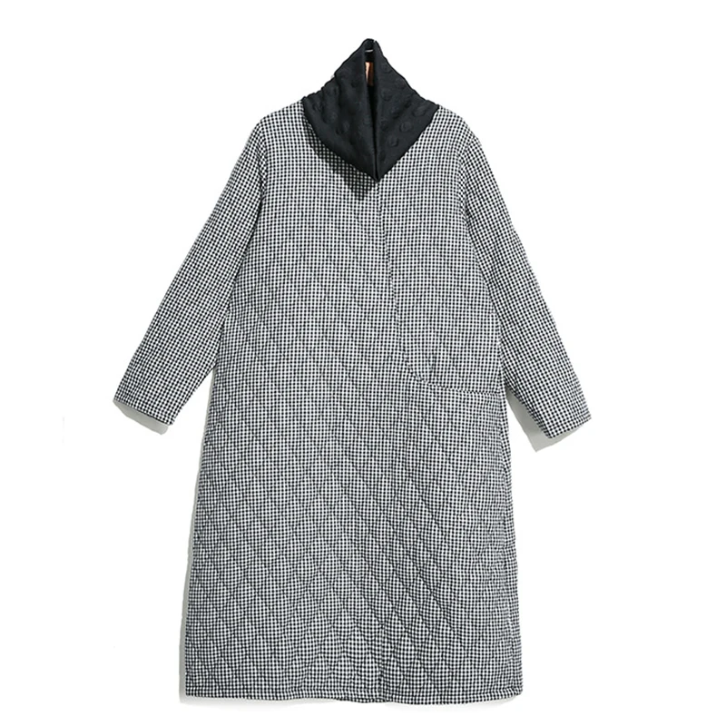 Grayish white Зимняя женская толстовка, новая стеганая толстовка с высоким воротником и длинными рукавами, индивидуальная сетчатая прямая толстовка с юбкой - Цвет: Grayish white