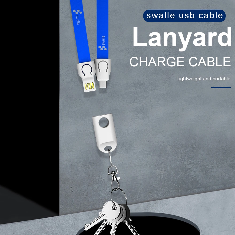 Swalle ремни для мобильного телефона с зарядка кабелей шеи ремни для гамака брелок на веревке кабель для type c Micro USB samsung S10 Plus
