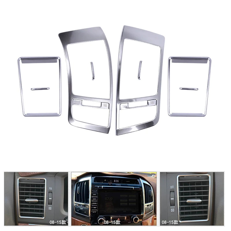 

Stainless Steel Interior Outlets Cover Trims For Toyota Land Cruiser 200 2008 2009 2010 2011 2012 2013 2014 2015 Accessories