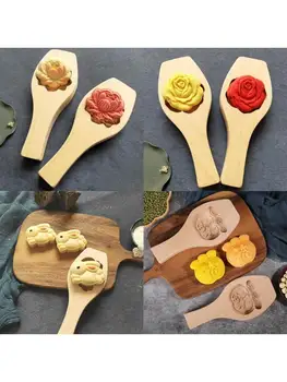 

Wooden Moon Cake Mold 3D Flower Pastry Baking Tool for Making Mung Bean Ice Skin GXMA