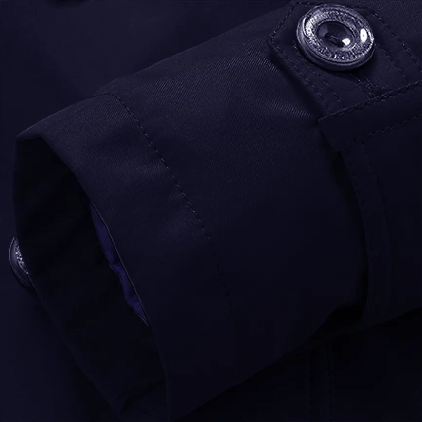 New Casual Men's Jackets Men Winter Warm Jacket Overcoat Outwear Slim Long Trench Buttons Zipper Coat Men's Windbreakers