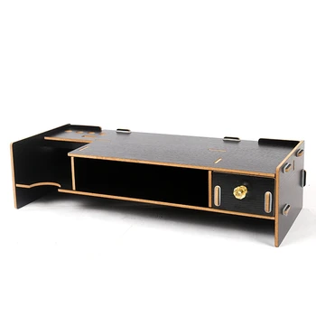 

Wooden Monitor Stand Riser Computer Desk Organizer with Keyboard Mouse Storage Slots for Office Supplies School Teachers