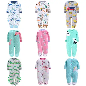 

Newborn Baby Rompers 2020 Fall Winter Fleece Warm Little Brother Sister All Star Footed Baby Pajamas Infant jumpsuits Sleepwear