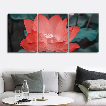 

Lotus Flower Scenery Cuadros Corridor Aisle Canvas Painting Wall Picture for Living Room Bedroom Decoration Wall Art 3 piece