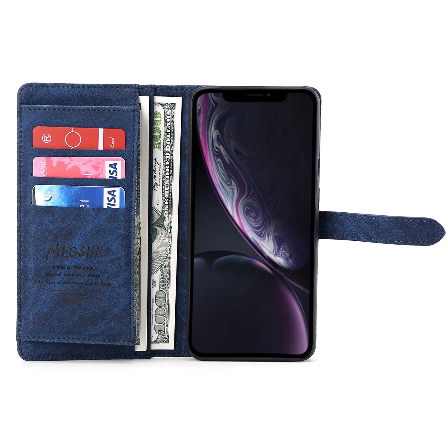 

Flip Case Leather Phone Bags Wallet Cover with Detachable Magnetic Back Cover Buckle For iPhone 6 6S 7 8 plus XS Xsmax XR Cases