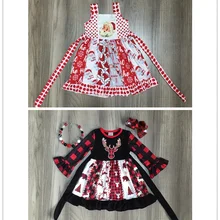 Рождественское платье для маленьких девочек; платье для девочек; розовое платье Санта-Клауса для девочек; платье с оленем и лосем; подходящие аксессуары