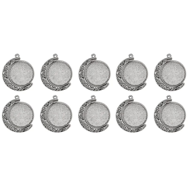 antique silver 10 шт. Двусторонняя основа Подвески Кабошон 18/25 мм круглый для изготовления ювелирных изделий - Цвет: antique silver