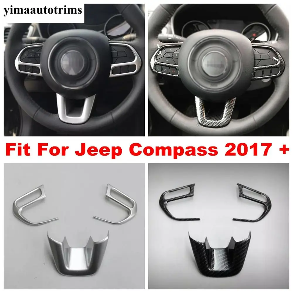 

Car Steering Wheel Frame Cover Decoration Sticker Strip Trim ABS Carbon Fiber / Matte Style 3Pcs For Jeep Compass 2017 - 2020