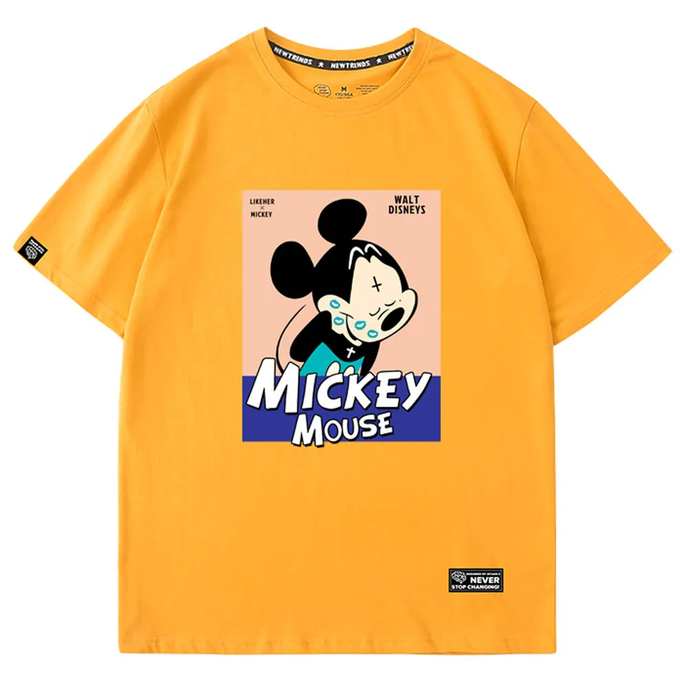 Disney стильный милый Микки Маус мультфильм Письмо печати О-образным вырезом Пуловер с коротким рукавом Футболка Модные женские свободные футболки Топы 5 цветов
