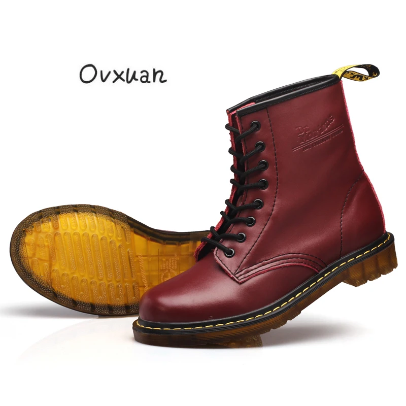 

2019 Genuine Leather Unisex Couples Shoes Luxury Brand Casual Boots Mujer Rubber Riding Feminine Shoes Women's High Tops Booties