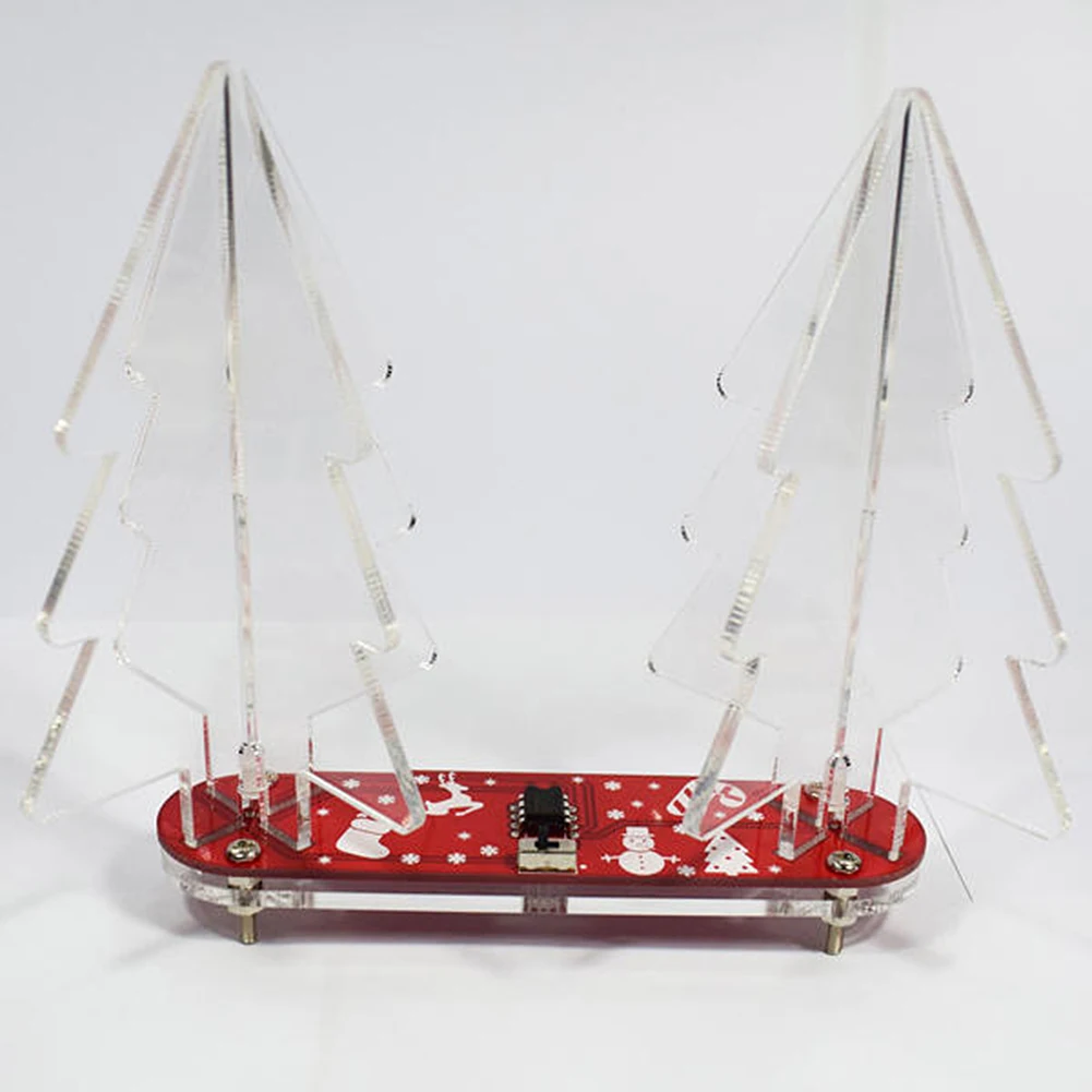 DIY Набор для рождественской елки, красочный легкий светодиодный светильник, Акриловая Рождественская елка с музыкой, электронный Обучающий набор, модуль, игрушки, подарок - Цвет: Red 2