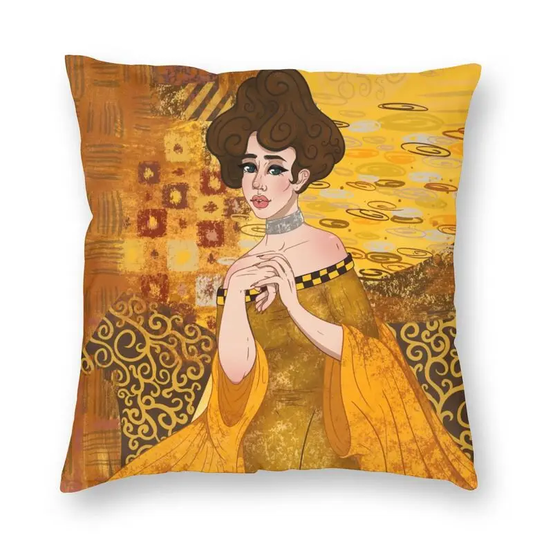 

Gustav Klimt Style Portrait Cushion Cover Sofa Home Decor Symbolism Art Square Throw Pillow Case 45x45