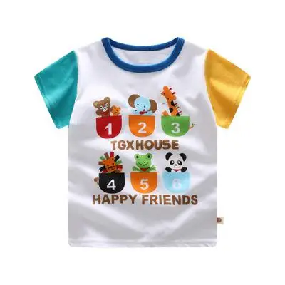 Новая летняя одежда для маленьких мальчиков и девочек, топы с рисунками из мультфильмов, повседневная одежда для малышей, футболка, одежда для малышей - Цвет: P13