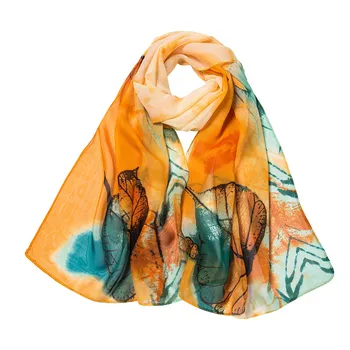 

Woman Scarves For The Neck Leaves Printing Long Soft Wrap Scarf Ladies Shawl Scarves Chiffon Shawl Scarf #YL5