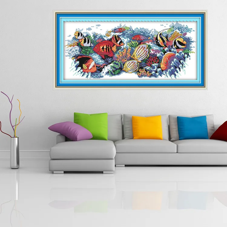

Joy 99 Printed Cross Stitch Clear Drawings Printed Cloth Living Room Cross Stitch Wholesale Tropical Fish 2