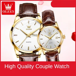 Reloj doble con calendario, resistente al agua, para parejas, femenino