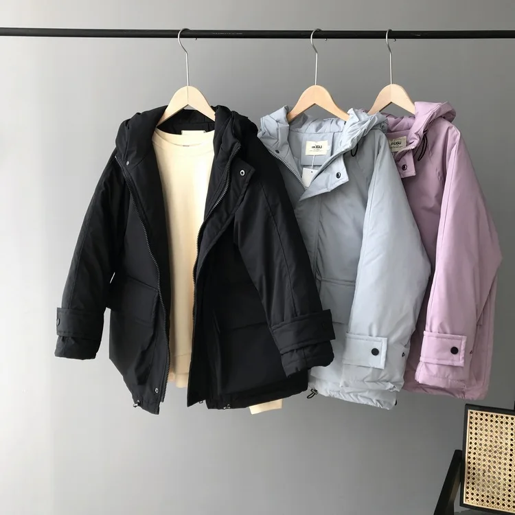 abrigos mujer invierno New Zipper Parka short Cotton-padded Jacket Hooded Warm Winter Jacket Women Solid Winter Coat womens
