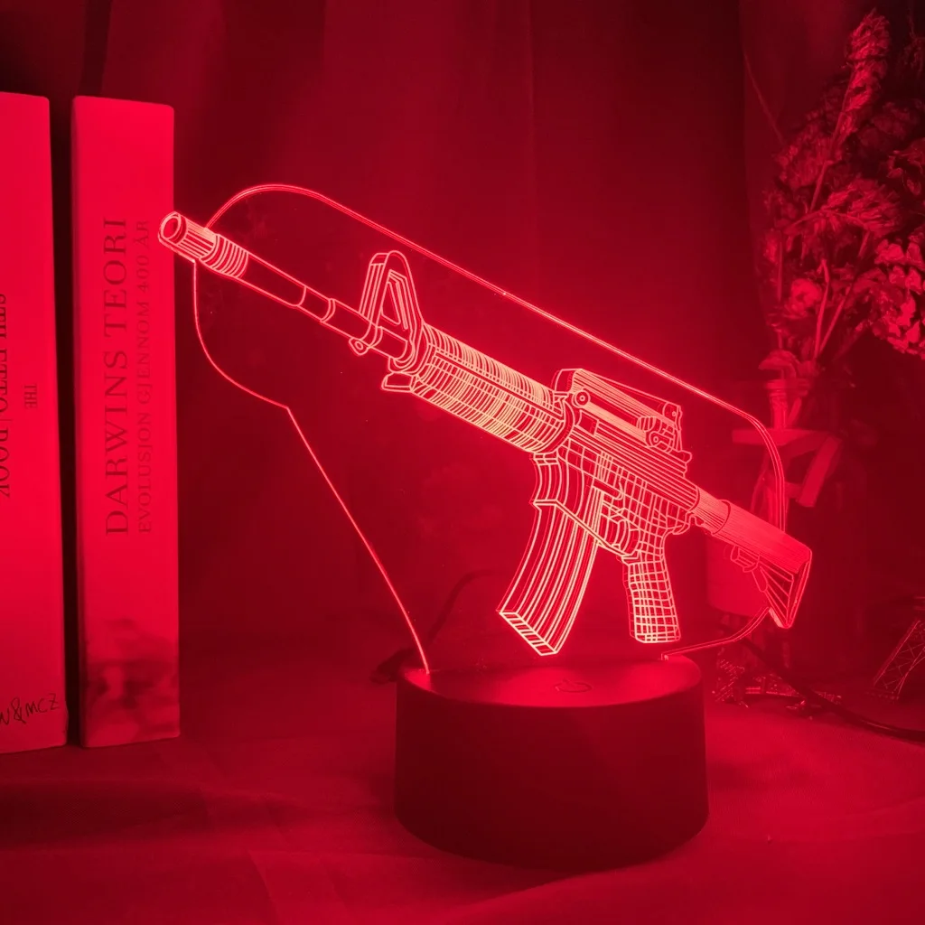 Игровое оружие M4, Ночной светильник, светодиодный сенсорный датчик, меняющий цвет, ночной Светильник для кабинета, кровати, комнаты, деко, для детей, мальчиков, для детей, подарок на день рождения, лампа