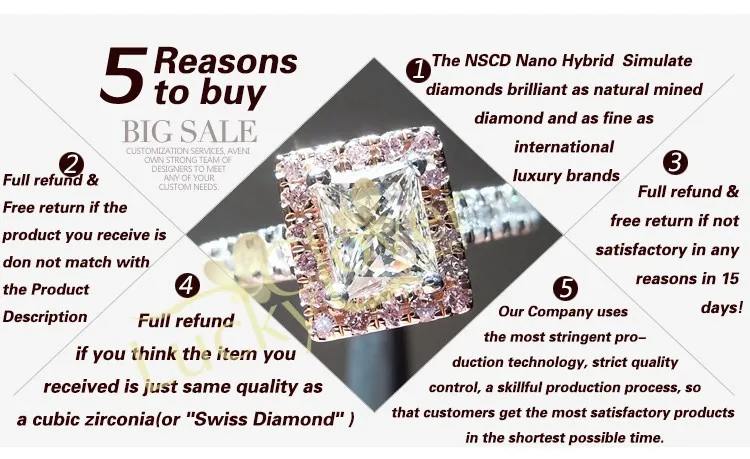 TRS04 NSCD синтетические кольцо с камнем набор для женщин 1CT/2CT/3CT 925 серебро белые золотые обручальные свадебные наборы
