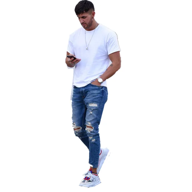 New Skinny Jeans men Streetwear 
