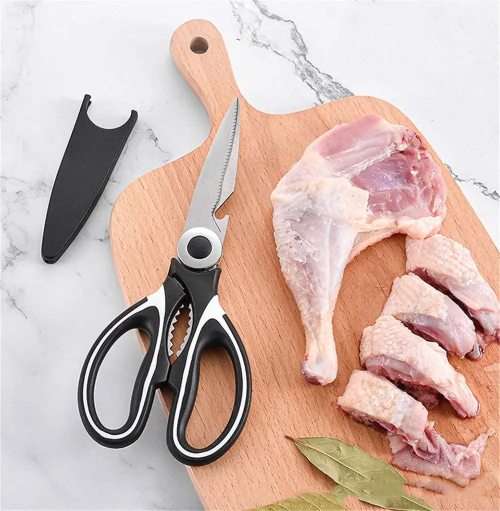 Country Kitchen Set of 2 Kitchen Scissors- Stainless Steel Kitchen Shears,  Cooking Scissors for Cutting Meat, Chicken, Herbs and Produce with Blade