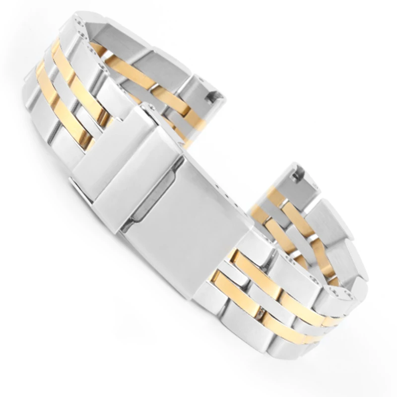 20mm 22mm 24mm Deployment Buckle Watchband for Breitling Watch Super Ocean Avenger Stainless Steel Silver Gold Black Man TOOLS - Цвет ремешка: silvergold