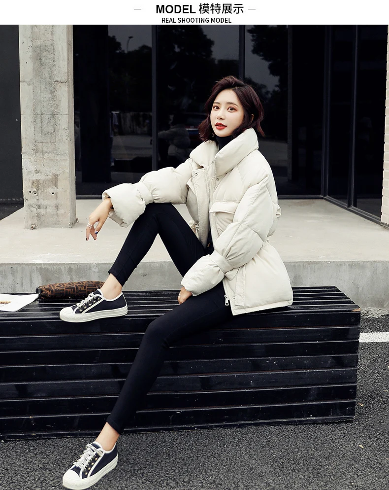2026 New Winter Hooded Long Sleeve Solid Color Black Cotton-padded Warm Loose Big Size Jacket Women Parkas Fashion Outwear