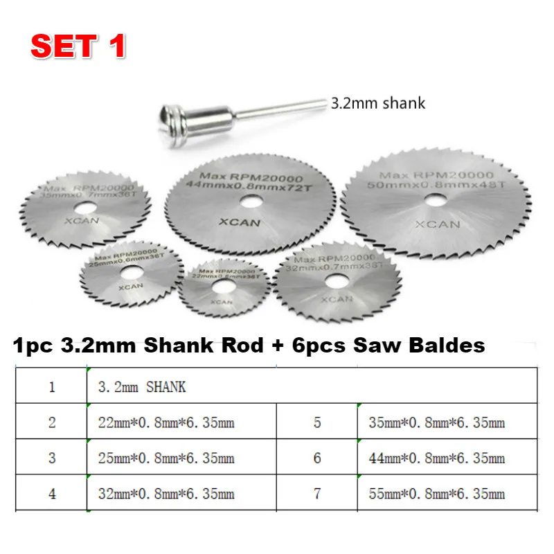 Set A 7 шт. Мини HSS Циркулярный пильный диск роторный инструмент для Dremel металлический резак Электроинструмент набор дерева режущие диски дрель оправка среза - Цвет: Set A