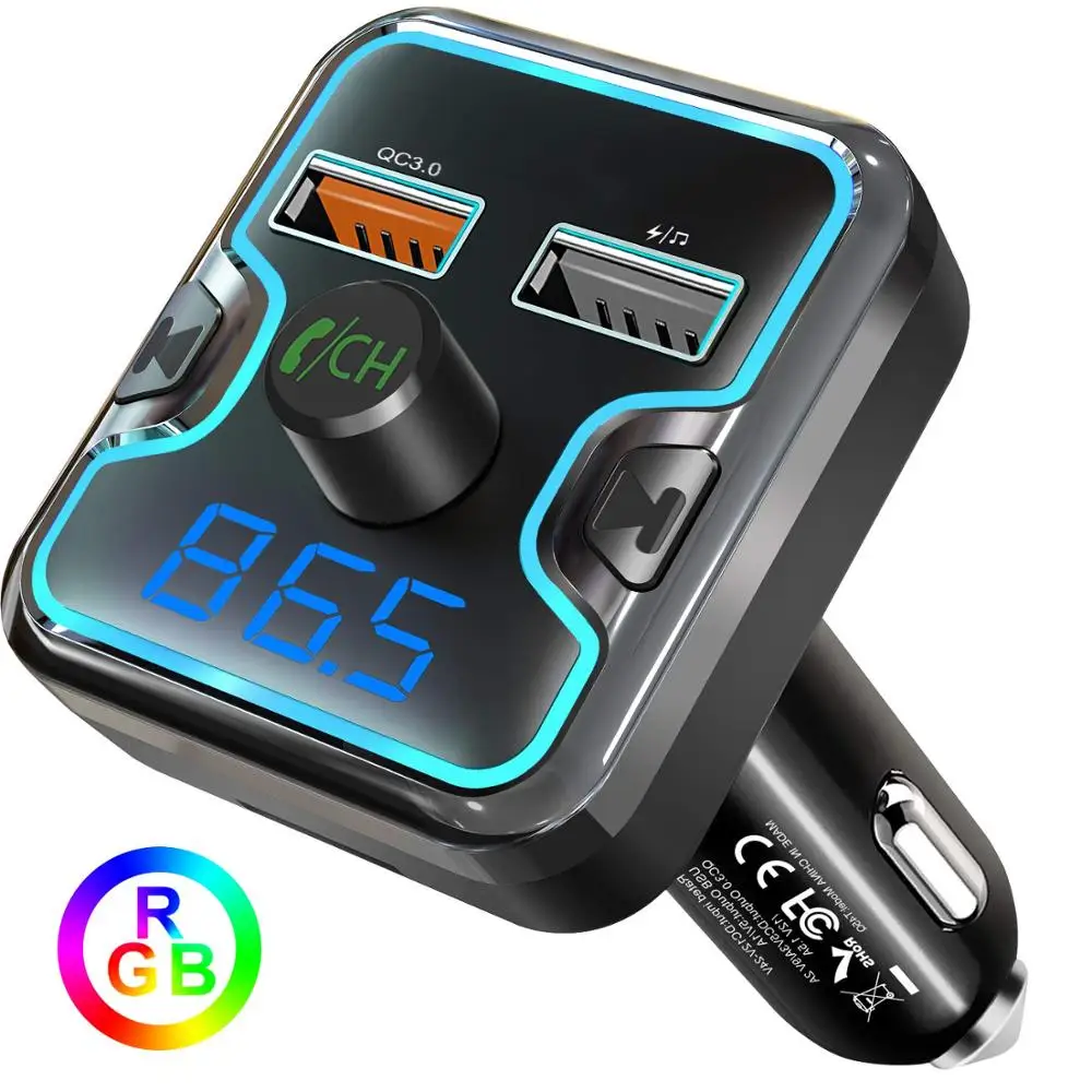 Bluetooth fm-передатчик Автомобильная Беспроводная радиостанция адаптер Комплект двойной usb type-C зарядный порт музыкальный плеер Поддержка tf-карты