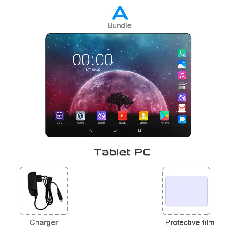 10-дюймовый планшетный ПК с системой андроида и 9,0 Octa Core 6 ГБ Оперативная память 128 Гб Встроенная память 3g, 4G, FDD, LTE, Wi-Fi, Bluetooth gps телефонный звонок Стекло Экран планшетный ПК - Комплект: Комплект 1