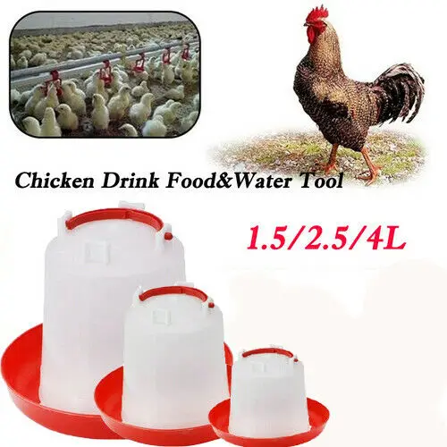 Bebedero de plástico para aves de corral, comedero para gallinas y pollos, accesorios de agua para comida