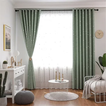 

Curtains Punch Stars Moons Printing High Shading Door Curtains Drape Panel Sheer Tulle For For Kids Bedroom Living Room