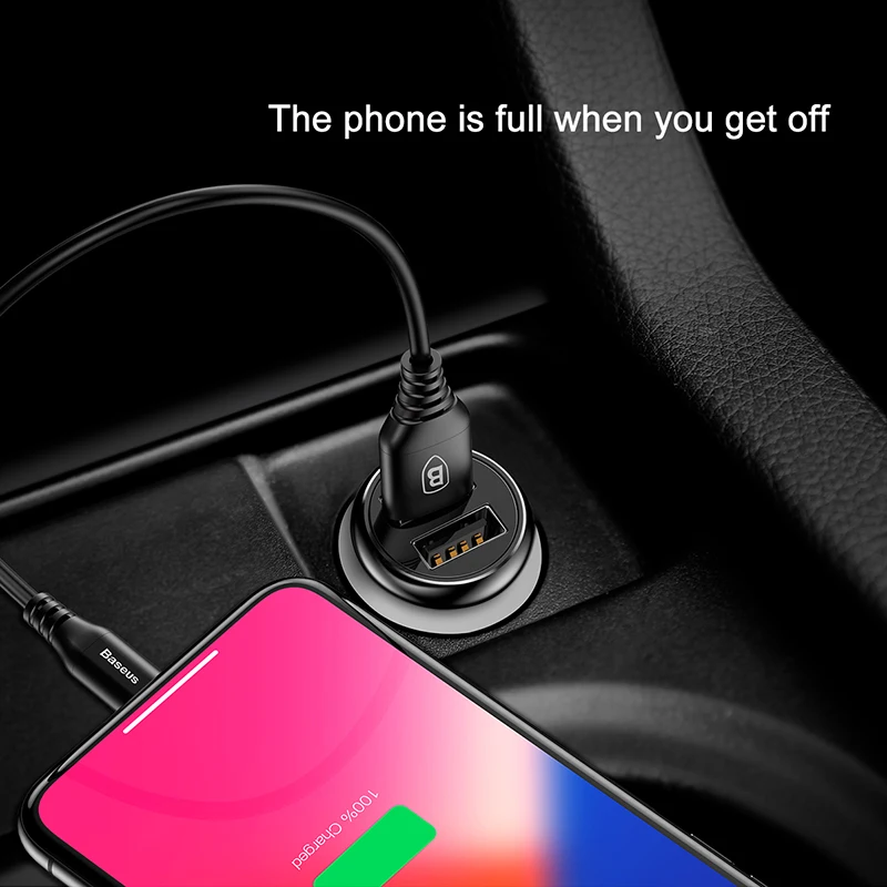 BASEUS зарядное устройство для автомобиля с двумя портами USB адаптер 4.8A Мини Металл