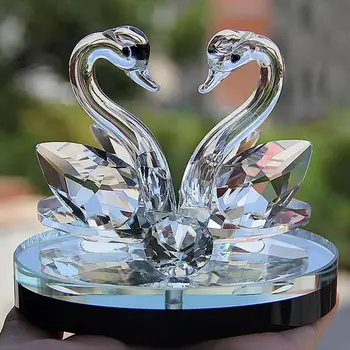 

Creative Swan Crystal Glass Figure Paperweight Ornament Decor Collection Living Room Desktop Ornaments Home Decor