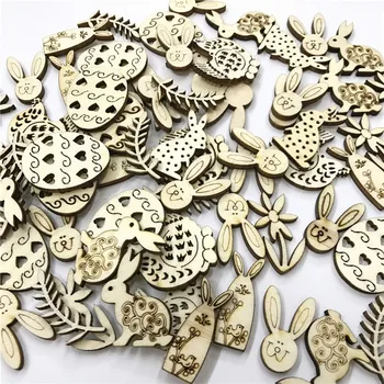 

500PCS Laser Cut Wood Embellishment Wooden Festival Christmas Easter Egg Star Number Leaves Shape Craft Wedding Decor
