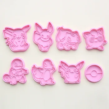 

Pokemon Set of Cookie Cutters 3d Cartoon Cartoon Skull Mold Plastic Pressing Fun Baking Mold Unicorn DIY Biscuit Cookie Mould