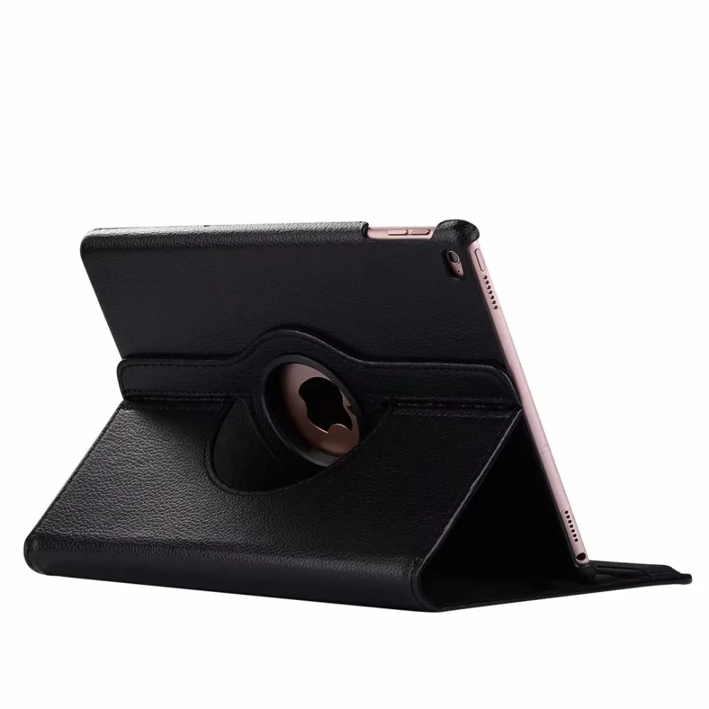 Black-LZW Кожаный 360 Вращающийся чехол для Apple ipad 9,7 дюймов Air/Air 2 retina чехол ультра тонкий Авто сон для нового ipad крышка - Цвет: Black-LZW