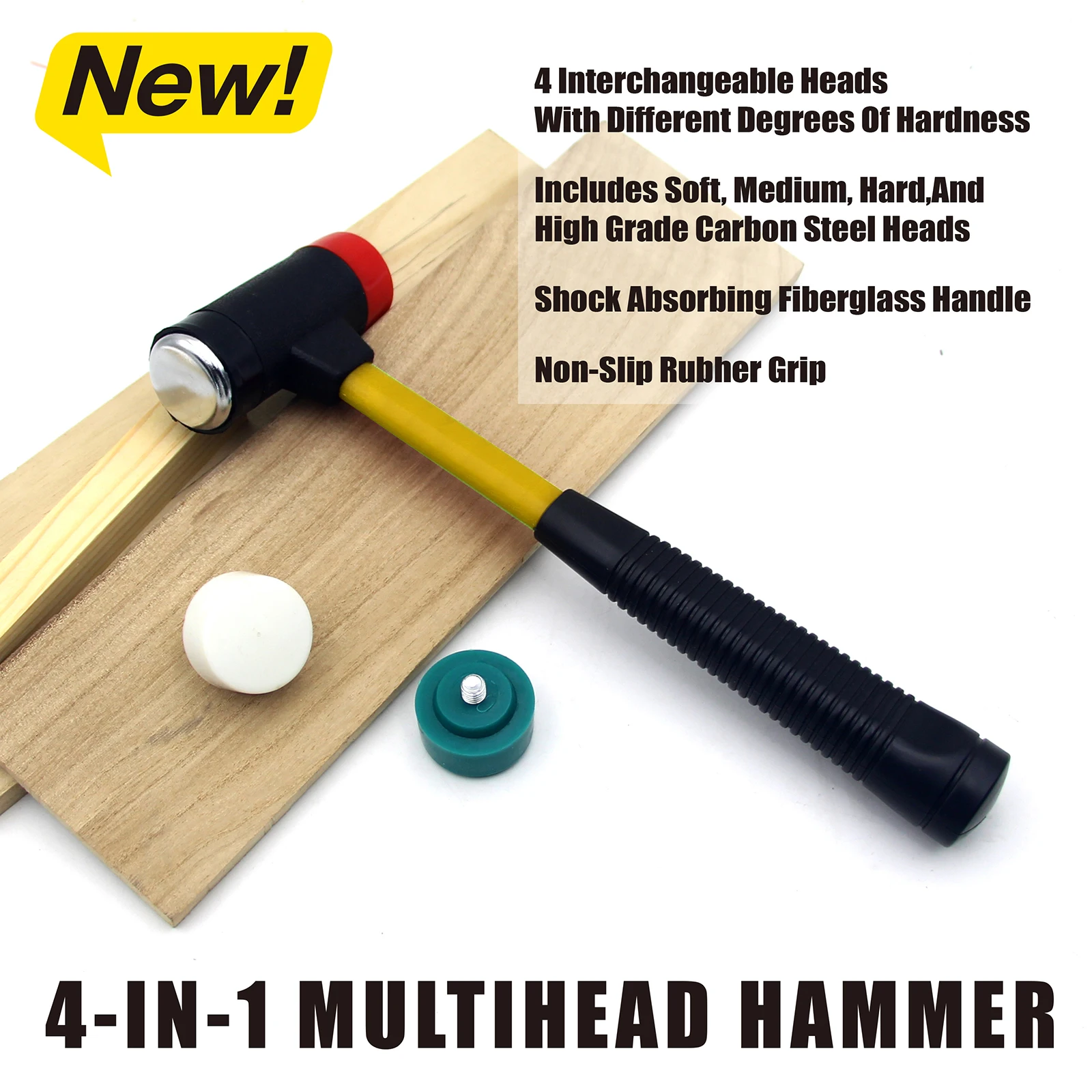 

Leather DIY Tool Double Face Soft Touch Hammer Black Plastic Coated Grip Double Head Rubber Hammer Handheld Tool